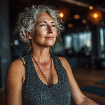 Літні люди практикують йогу в затишній студії